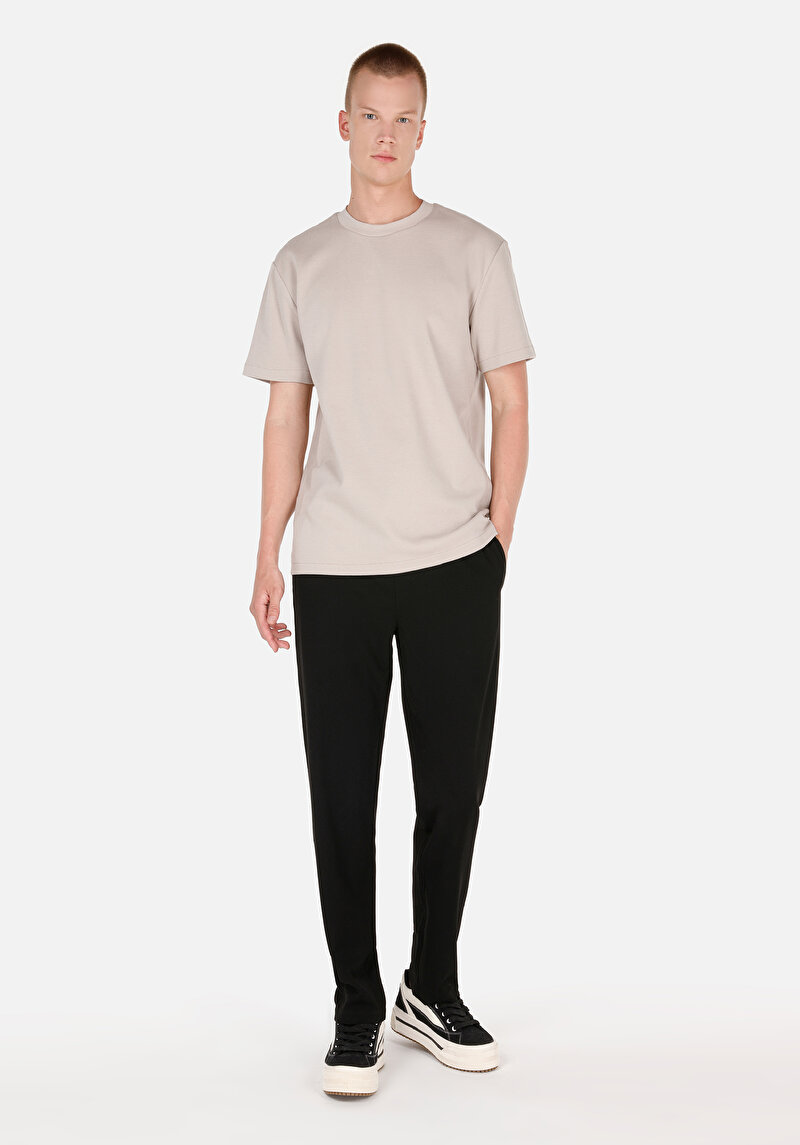 Comfort Fit Yuvarlak Yaka  Erkek Taş Kısa Kol Tişört