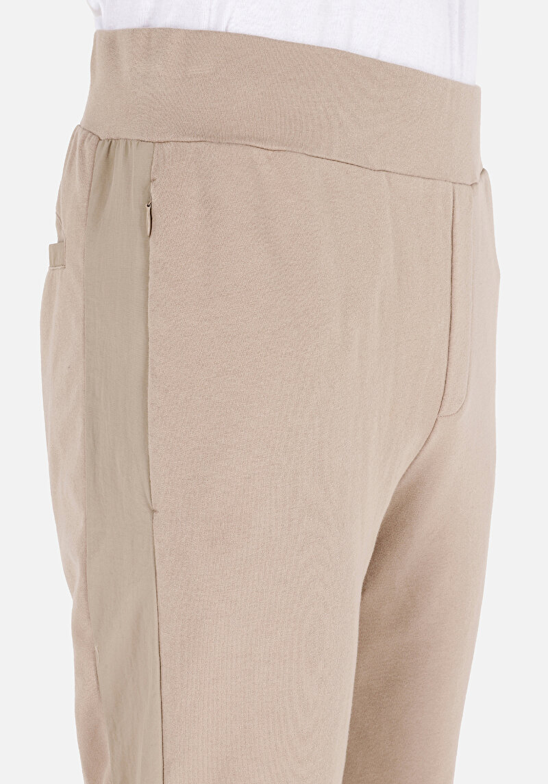 Slim Fit Orta Bel  Erkek Bej Eşofman Altı