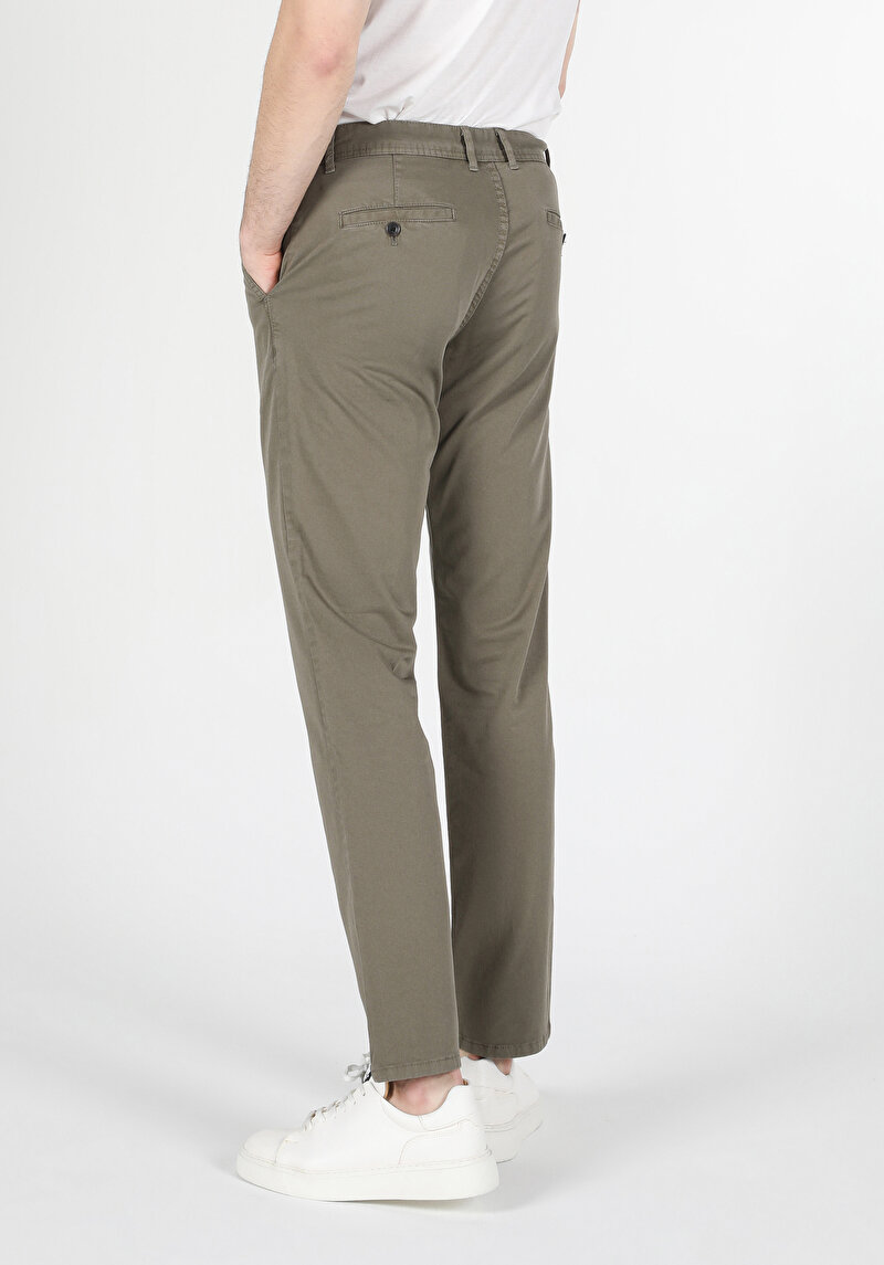 Regular Fit Orta Bel Düz Paça Erkek Yeşil  Pantolon