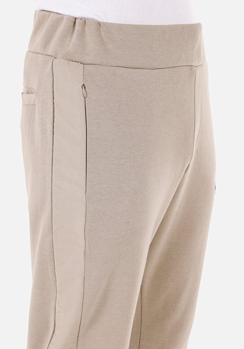 Slim Fit Orta Bel  Erkek Bej Eşofman Altı