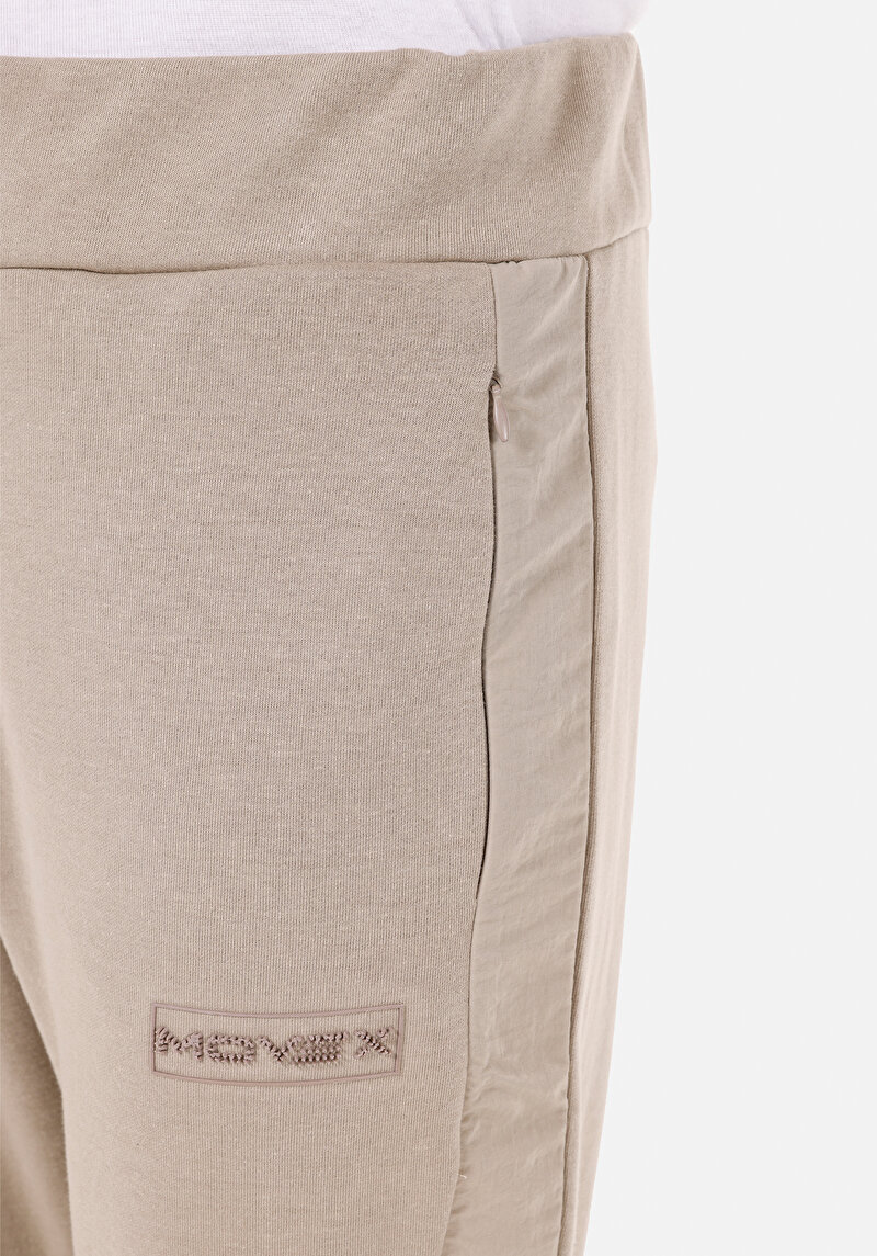 Slim Fit Orta Bel  Erkek Bej Eşofman Altı