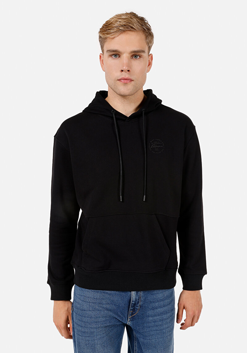 Comfort Fit Erkek Siyah Sweatshirt