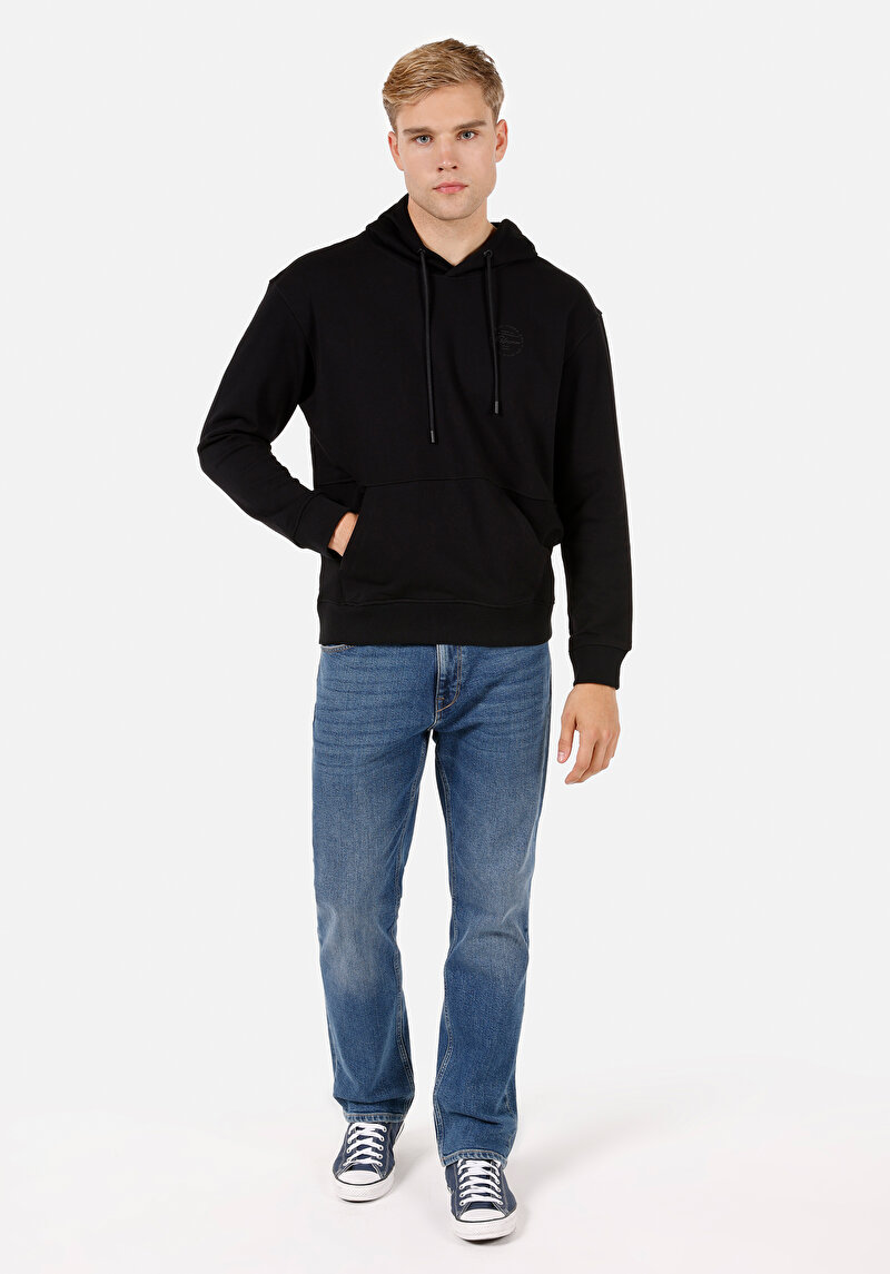 Comfort Fit Erkek Siyah Sweatshirt