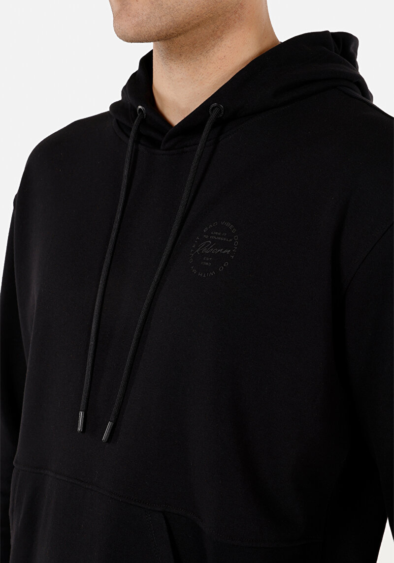 Comfort Fit Erkek Siyah Sweatshirt