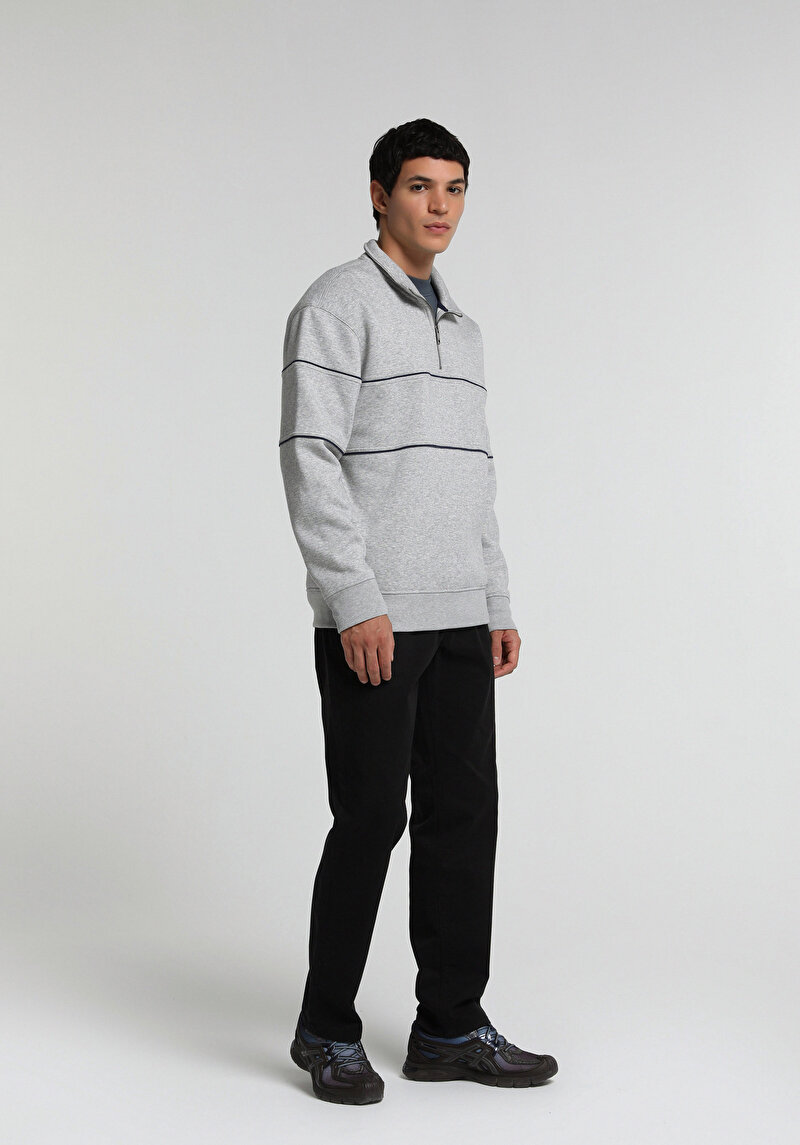 Regular Fit Orta Bel Düz Paça Erkek Siyah Pantolon