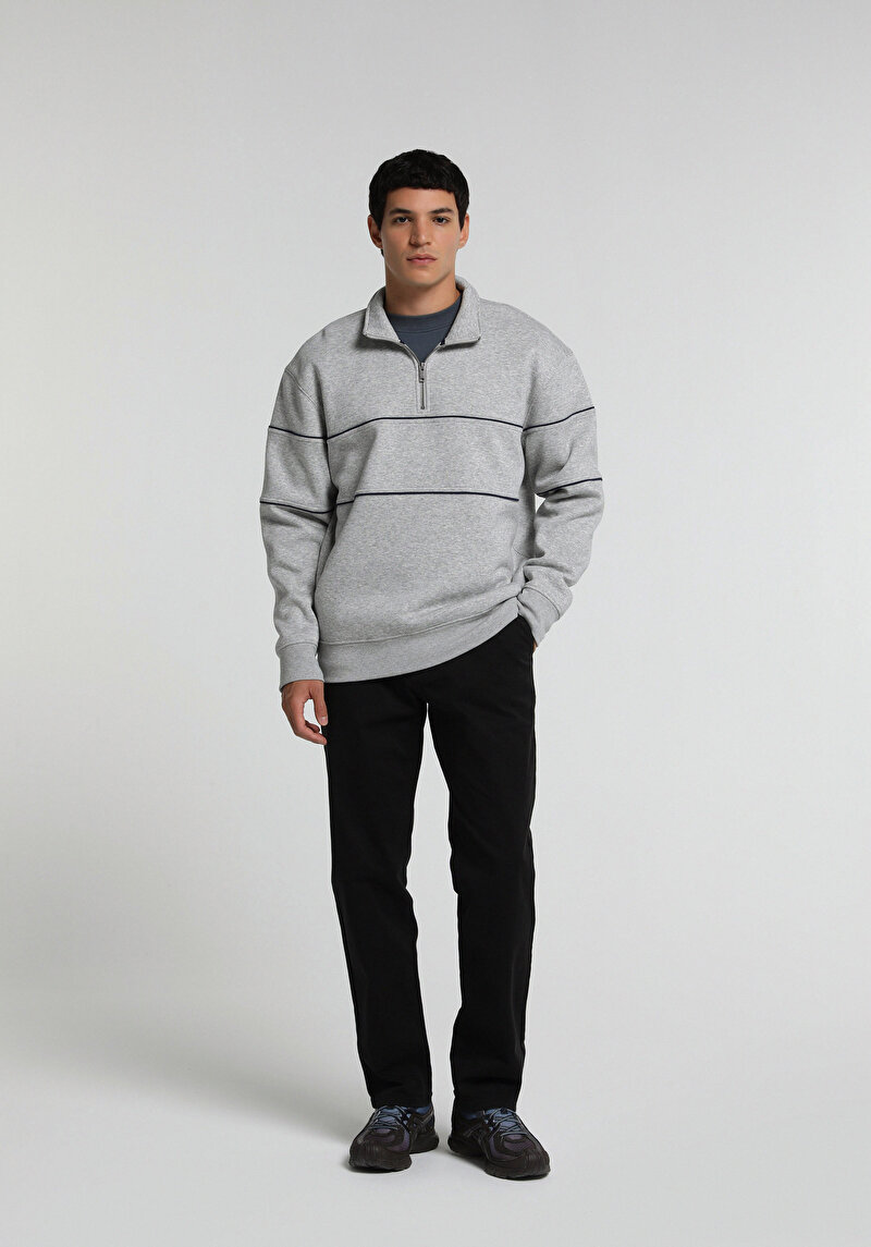 Regular Fit Orta Bel Düz Paça Erkek Siyah Pantolon