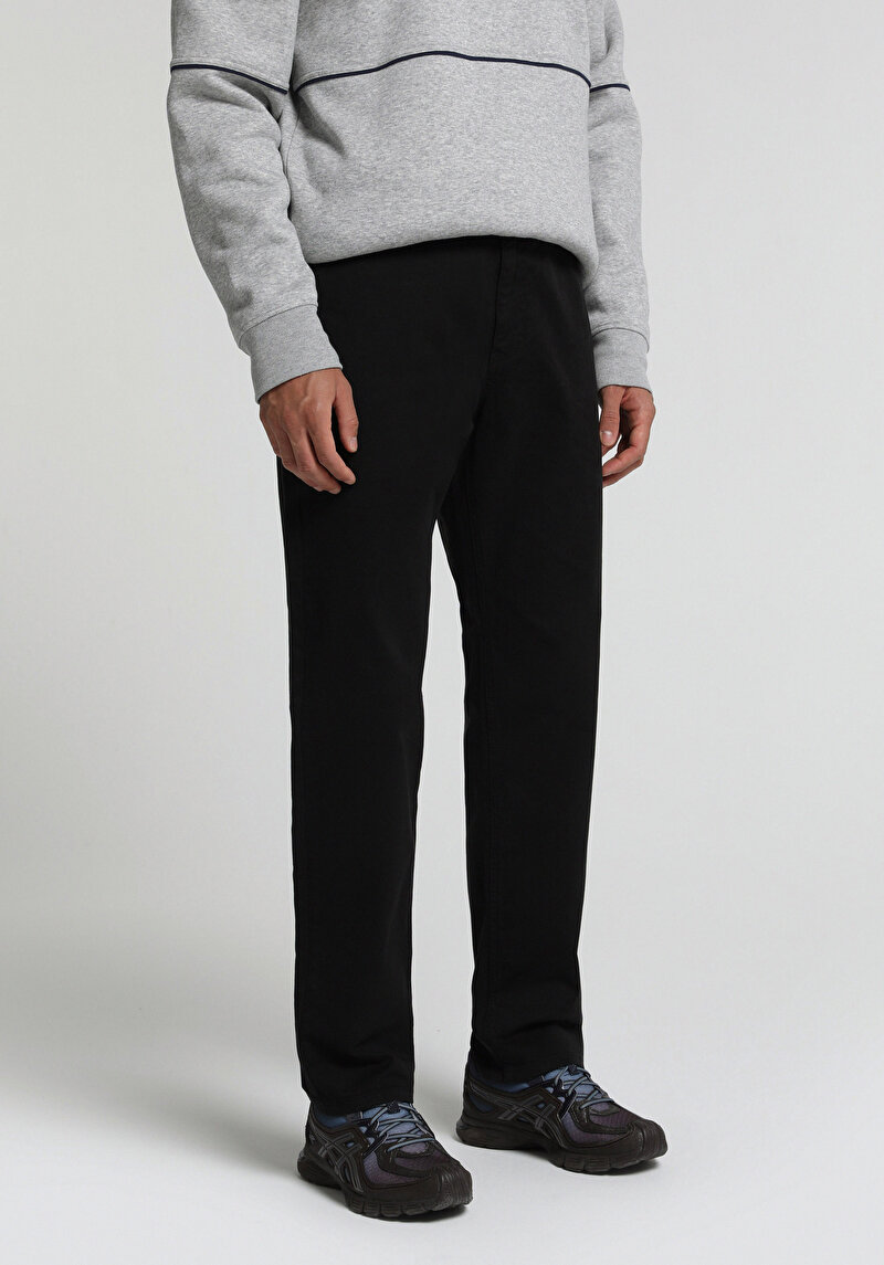 Regular Fit Orta Bel Düz Paça Erkek Siyah Pantolon