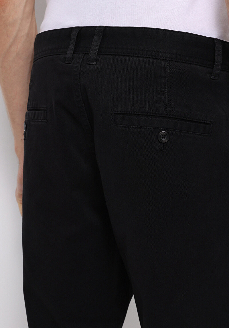 Regular Fit Orta Bel Düz Paça Erkek Siyah  Pantolon