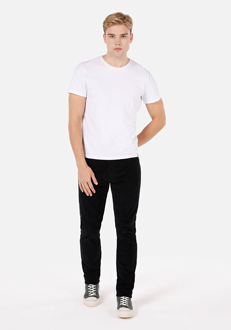 Regular Fit Orta Bel Düz Paça Cepli Erkek Siyah Pantolon
