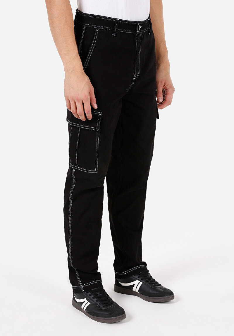 Regular Fit Orta Bel Uzun Paça Erkek Siyah Pantolon