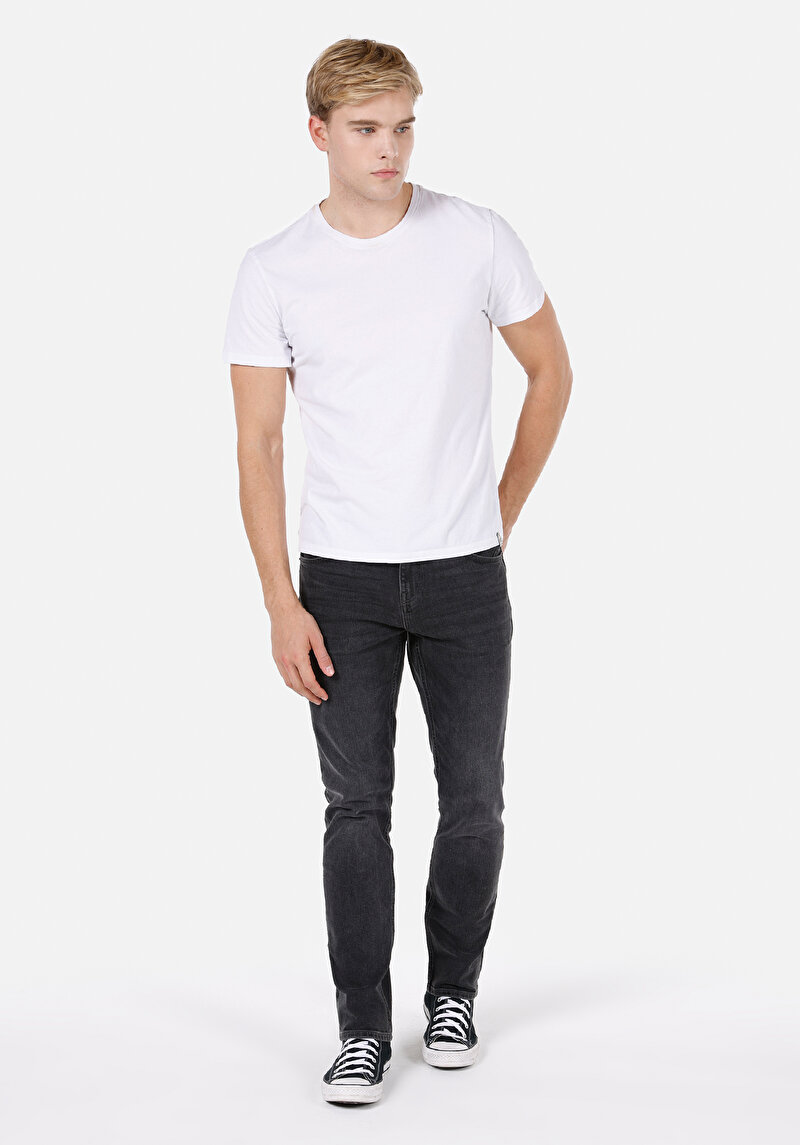 Straight Fit Düşük Bel Düz Paça Erkek Siyah Jean Pantolon