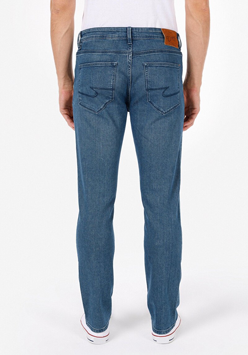 Straight Fit Erkek İndigo Jean Pantolon