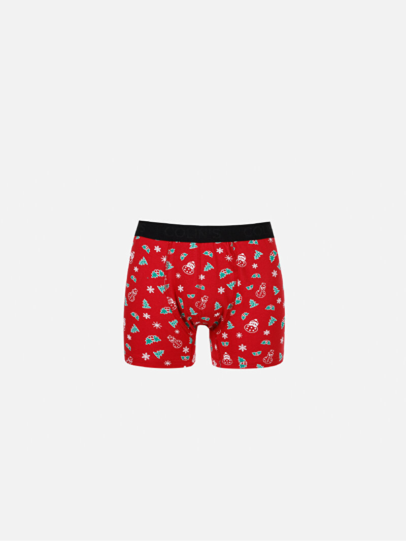 Modern Fit Baskılı Erkek Kirmizi Boxer