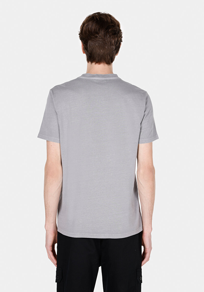 Regular Fit Yuvarlak Yaka Düz Erkek Gri Kısa Kol Tişört