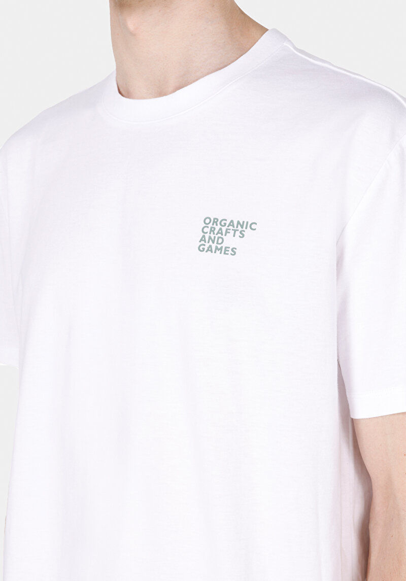 Comfort Fit Yuvarlak Yaka Düz Erkek Beyaz Kısa Kol Tişört