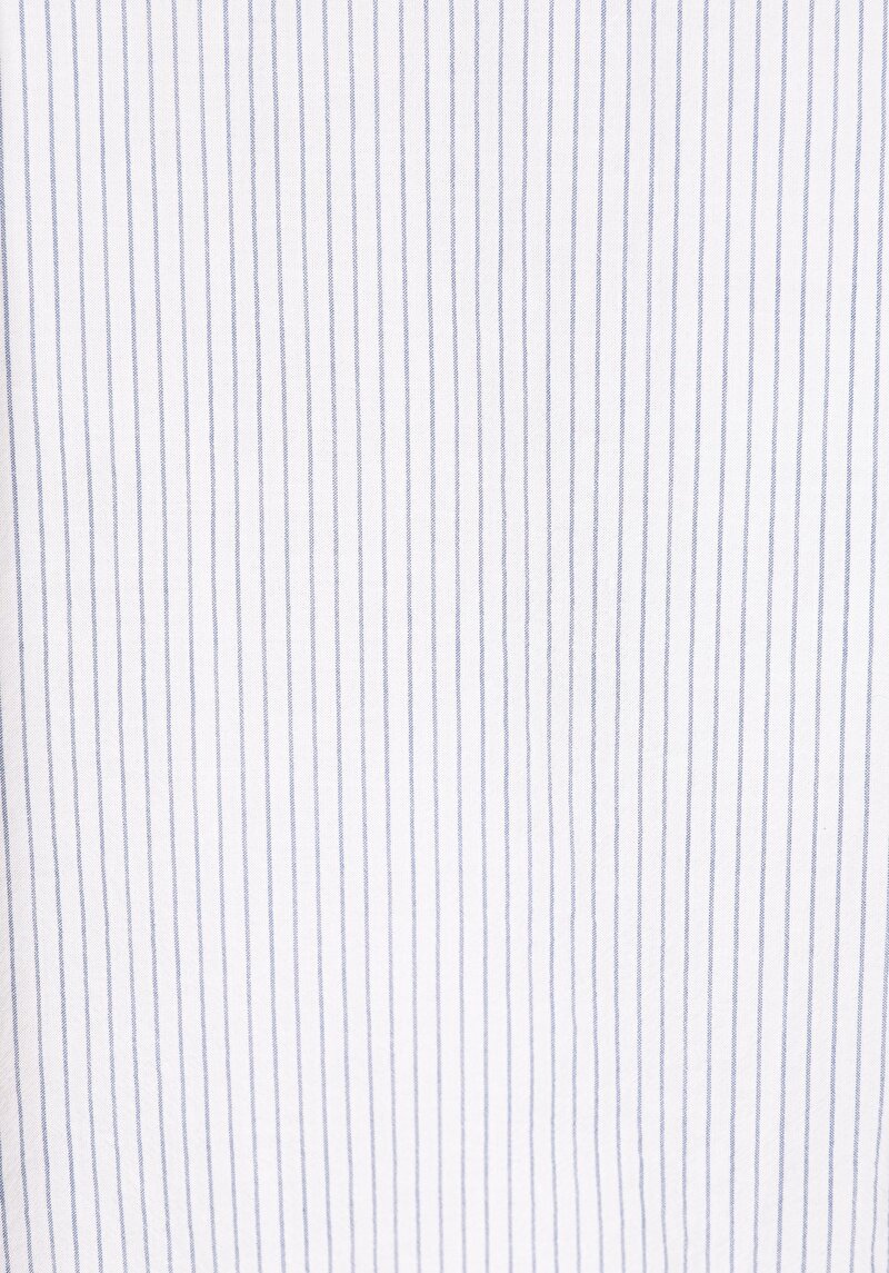 Regular Fit Shirt Neck Çizgili Kadın Mavi Uzun Kol Gömlek