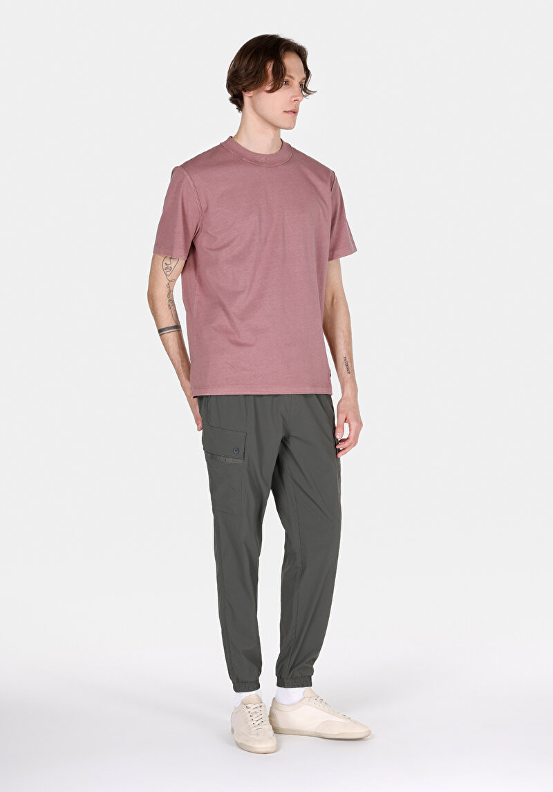 Slim Fit Orta Bel Lastikli Bağcıklı Paça Erkek Yeşil Pantolon