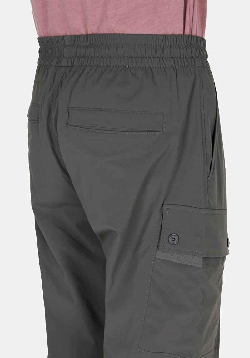 Slim Fit Orta Bel Lastikli Bağcıklı Paça Erkek Yeşil Pantolon