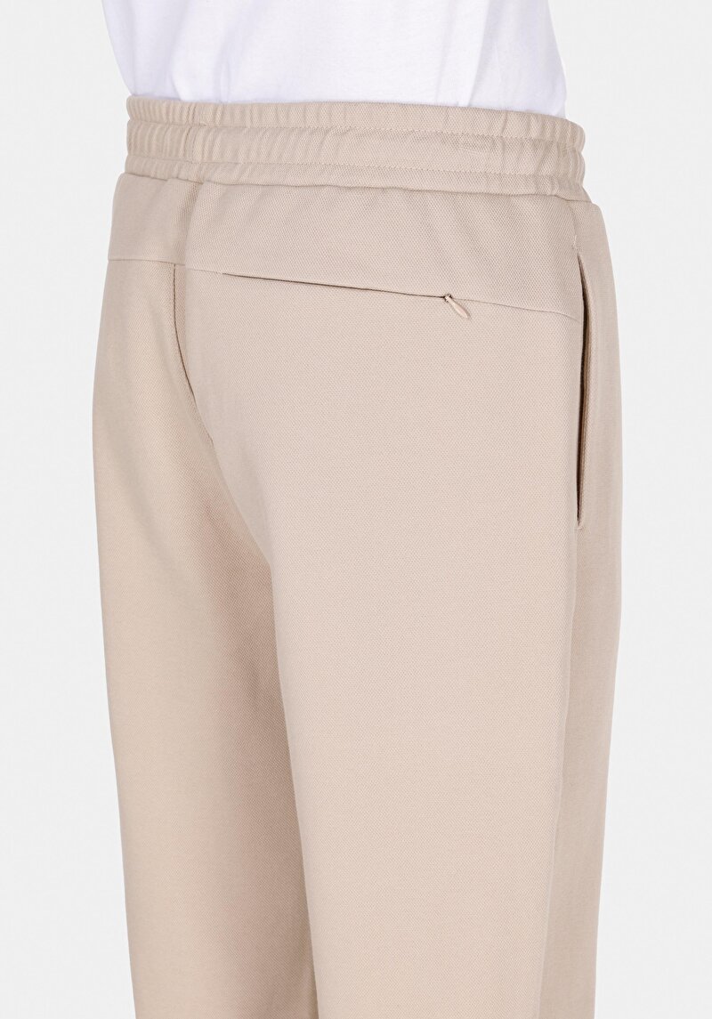 Slim Fit Orta Bel Düz Erkek Bej Eşofman Altı