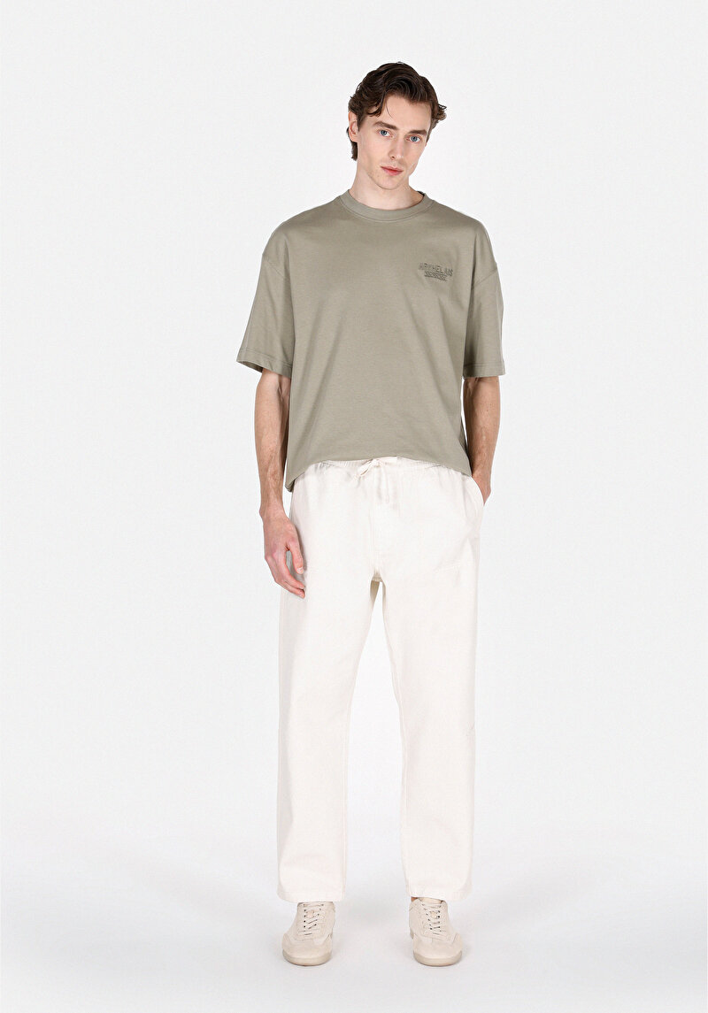 Relaxed Fit Orta Bel Bol Paça Erkek Taş Pantolon