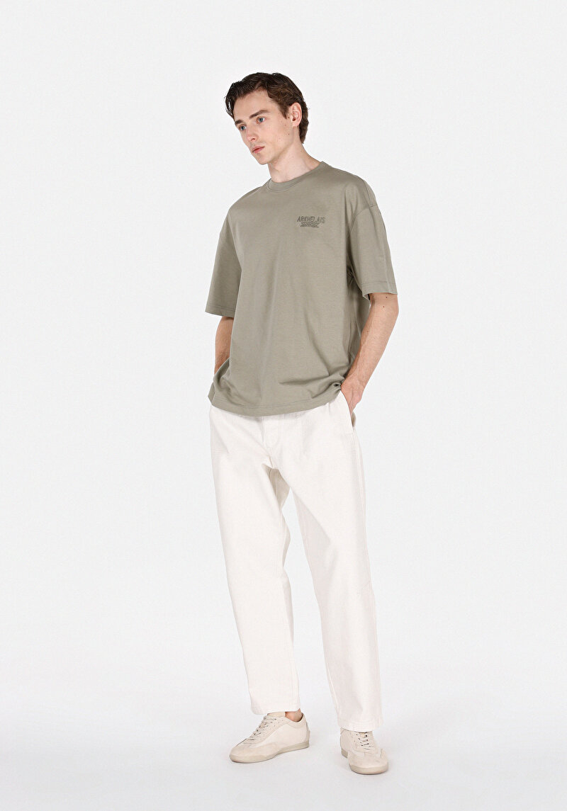 Relaxed Fit Orta Bel Bol Paça Erkek Taş Pantolon