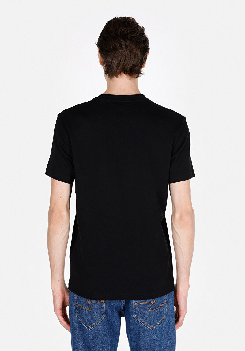 Regular Fit Yuvarlak Yaka Düz Erkek Siyah Kısa Kol Tişört