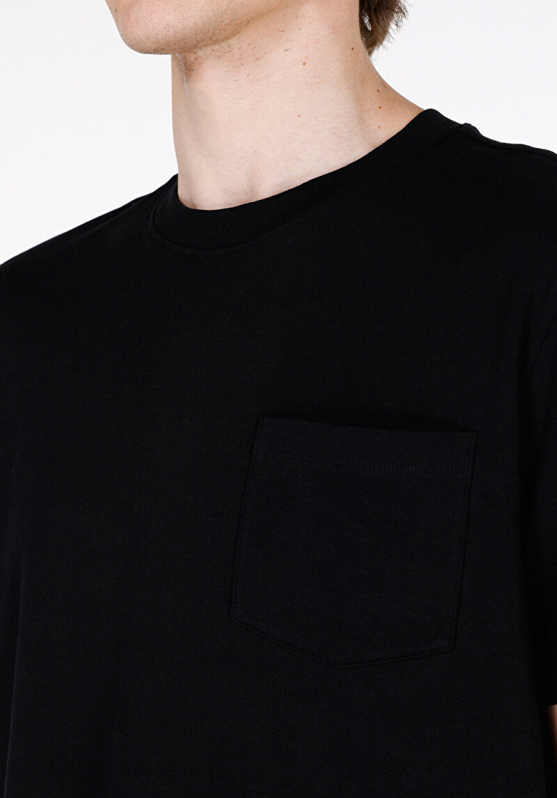 Regular Fit Yuvarlak Yaka Düz Erkek Siyah Kısa Kol Tişört