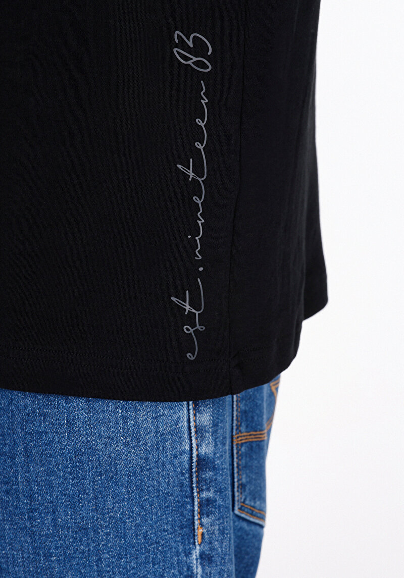 Regular Fit Yuvarlak Yaka Düz Erkek Siyah Kısa Kol Tişört