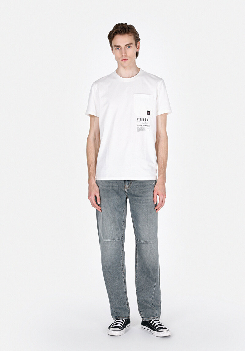 Regular Fit Yuvarlak Yaka Düz Erkek Beyaz Kısa Kol Tişört