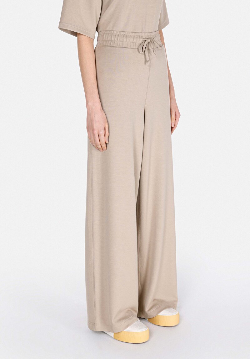 Regular Fit Orta Bel Düz Kadın Bej Eşofman Altı