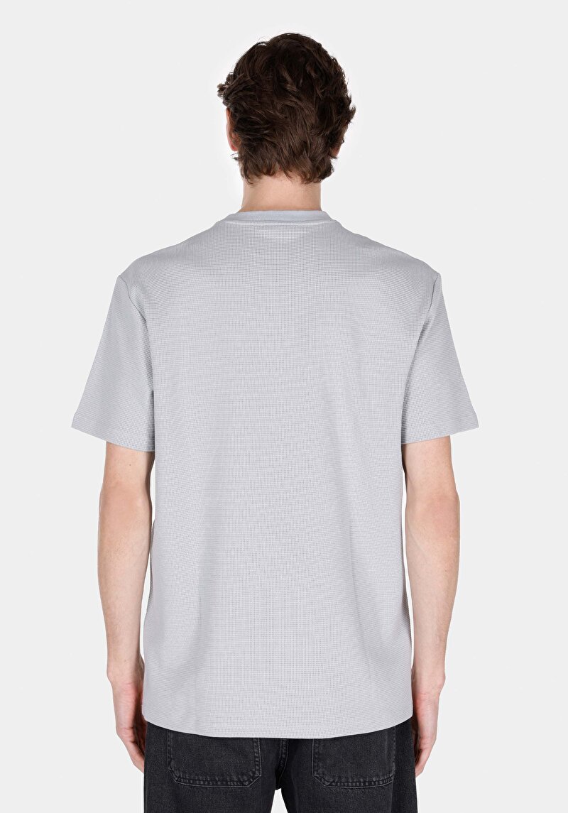 Comfort Fit Yuvarlak Yaka Düz Erkek Mavi Örme Kısa Kol Tişört