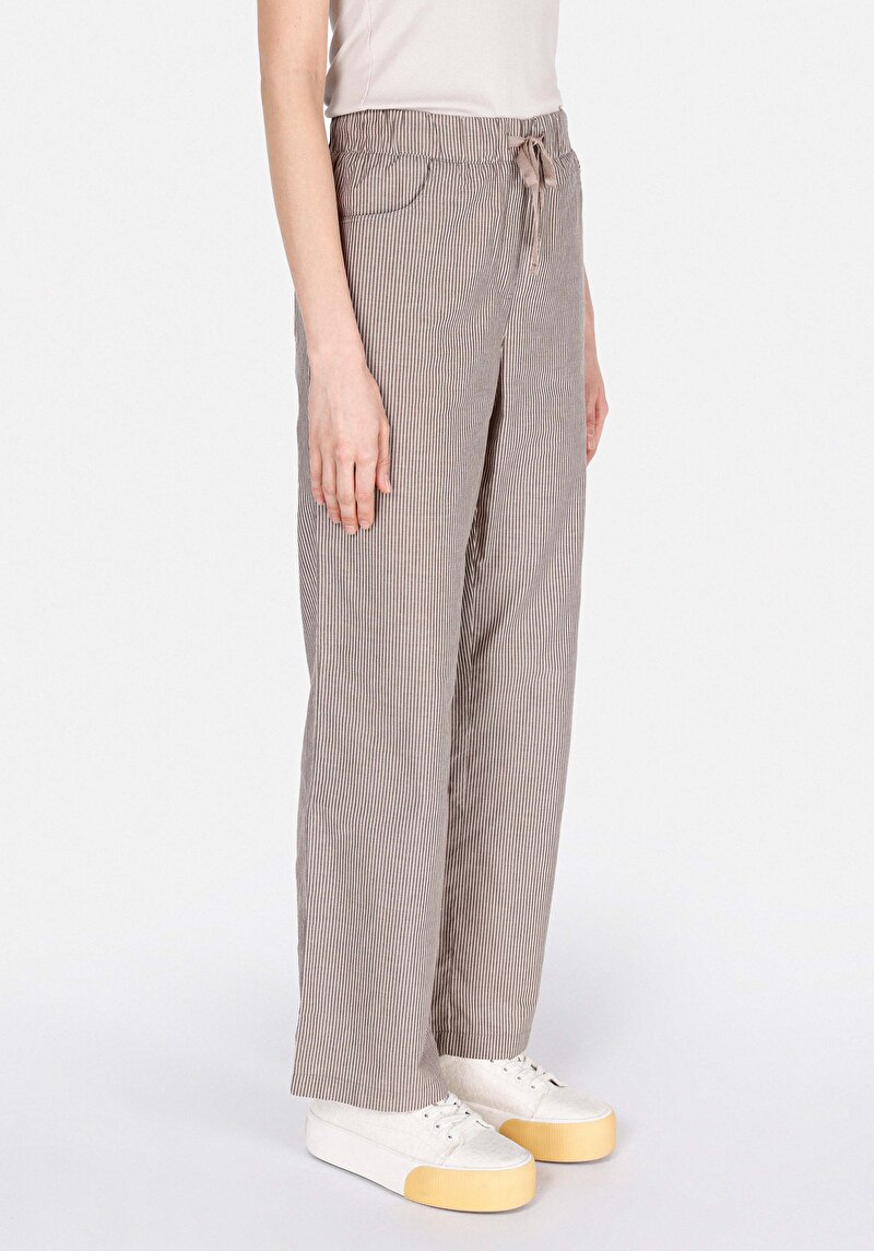 Straıght Fıt Yüksel Bel Geniş Paça Kadın Kahverengi Pantolon