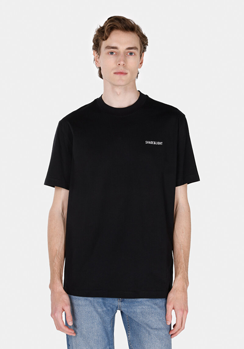 Comfort Fit Yuvarlak Yaka Düz Erkek Siyah Kısa Kol Tişört