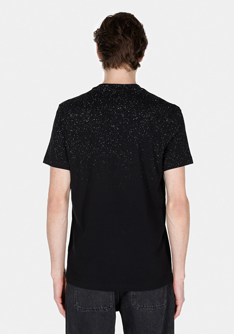 Regular Fit Yuvarlak Yaka Baskılı Erkek Siyah Kısa Kol Tişört