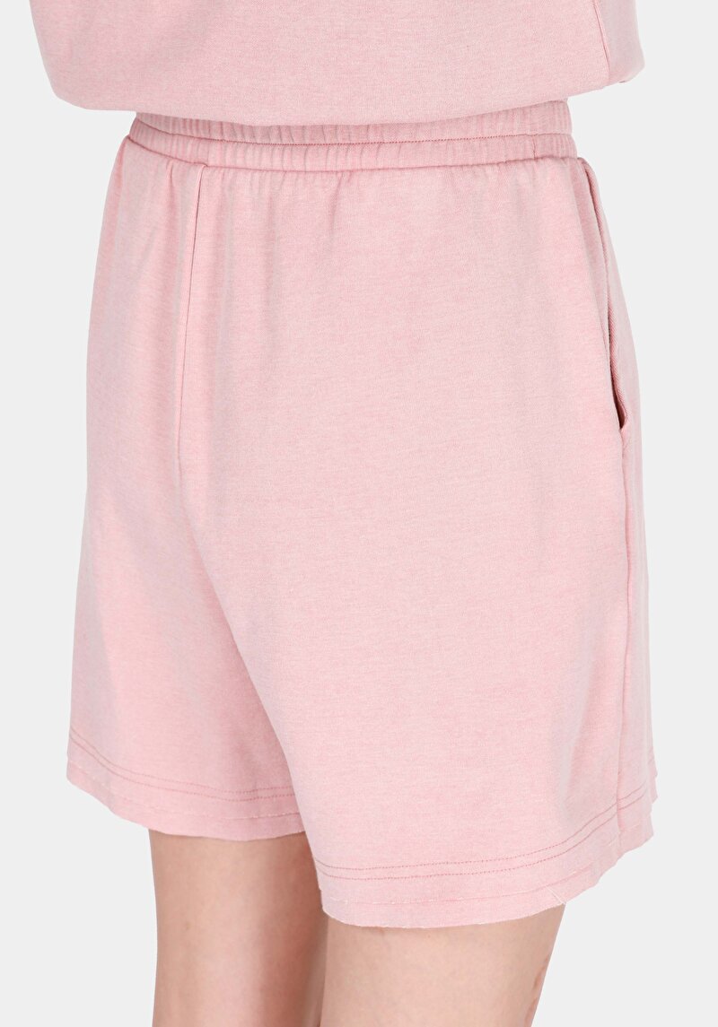 Regular Fit Orta Bel Düz Kadın Pembe Şort