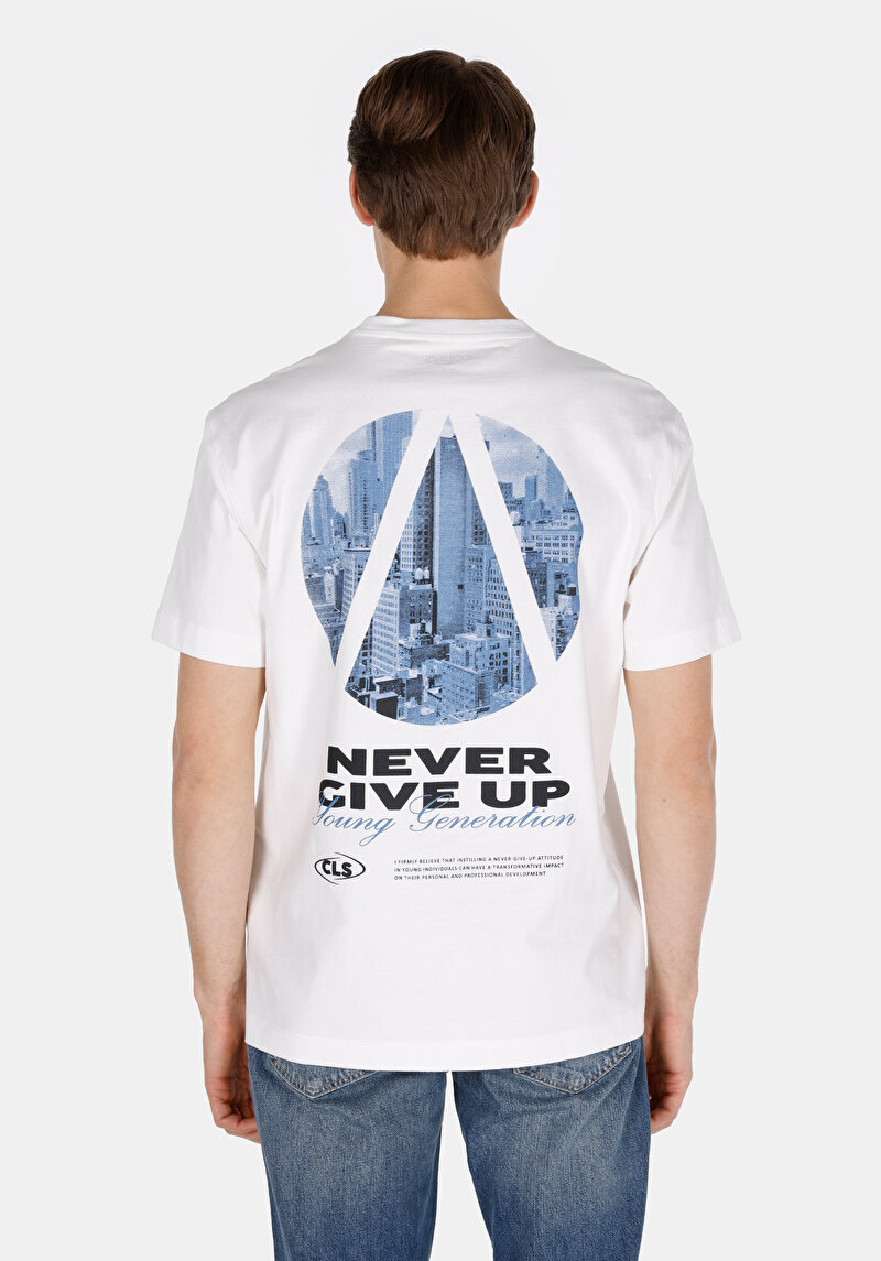 Comfort Fit Yuvarlak Yaka Düz Erkek Beyaz Kısa Kol Tişört