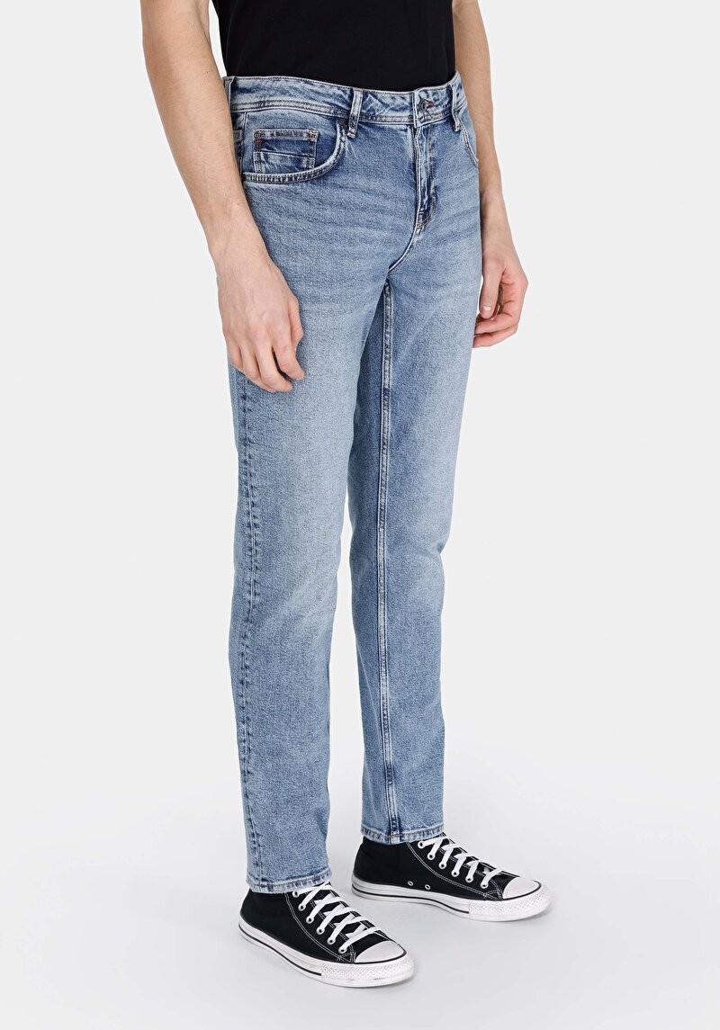 Straight Fit Düşük Bel Düz Paça Erkek Denim Jean Pantolon