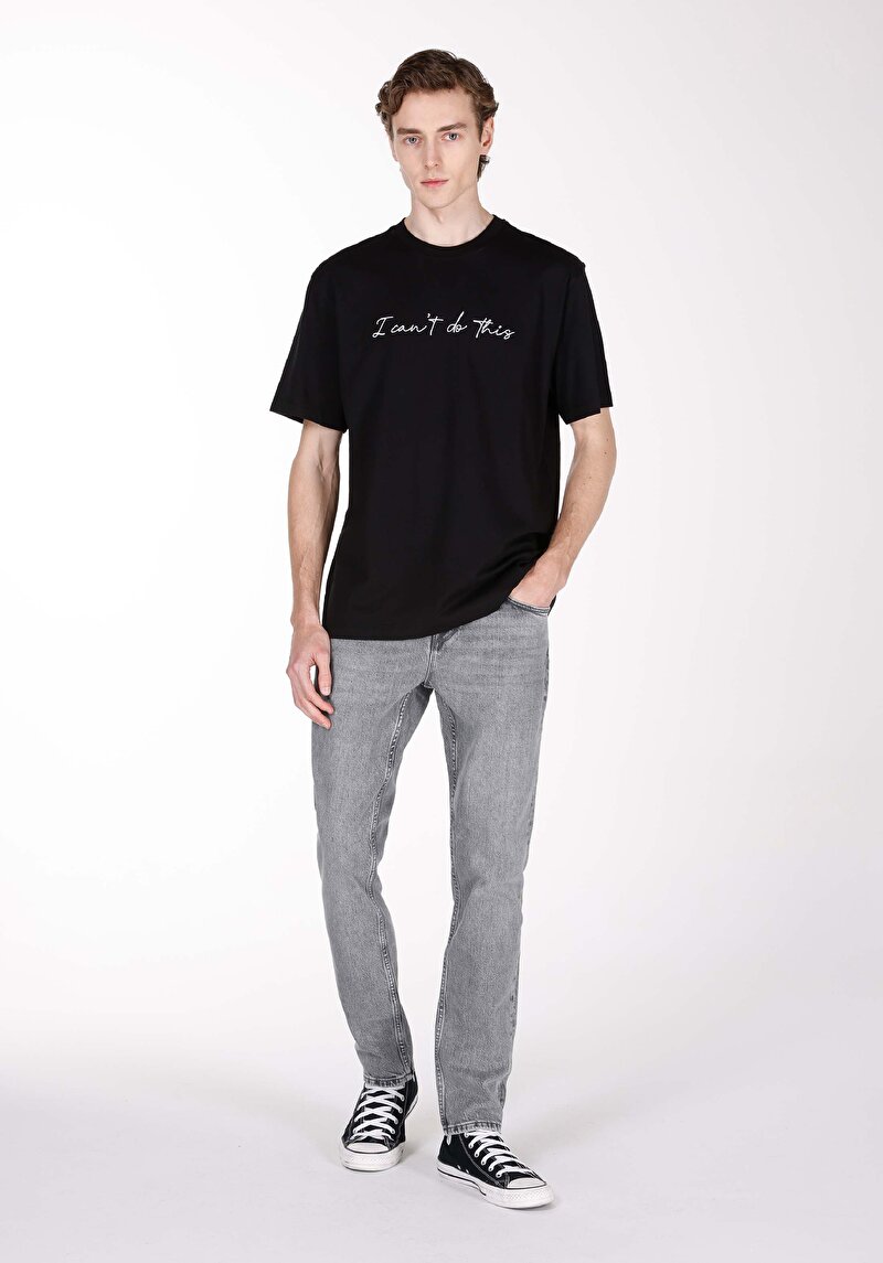 Straight Fit Düşük Bel Düz Paça Erkek Siyah Jean Pantolon