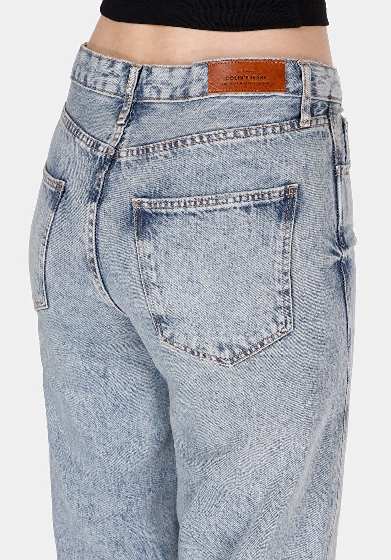 Regular Fit Yüksel Bel Geniş Paça Kadın Denim Jean Pantolon
