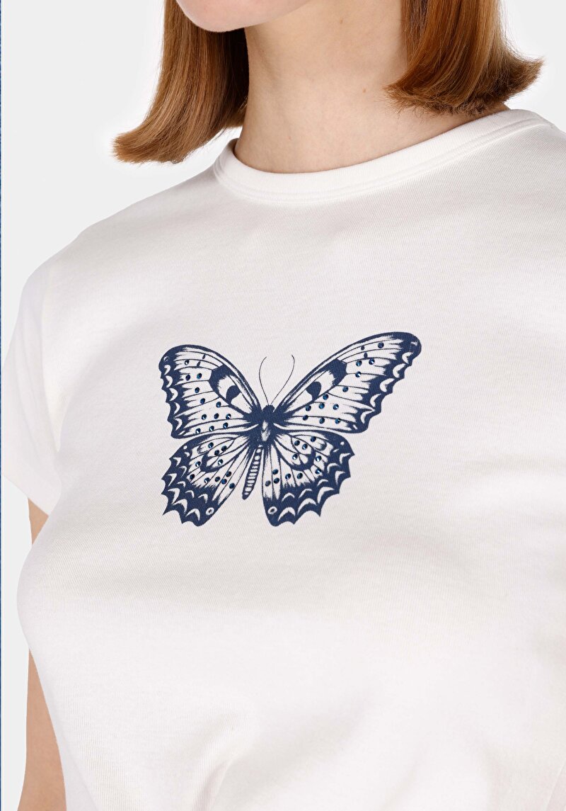 Slim Fit Kadın Beyaz Kısa Kol Tişört