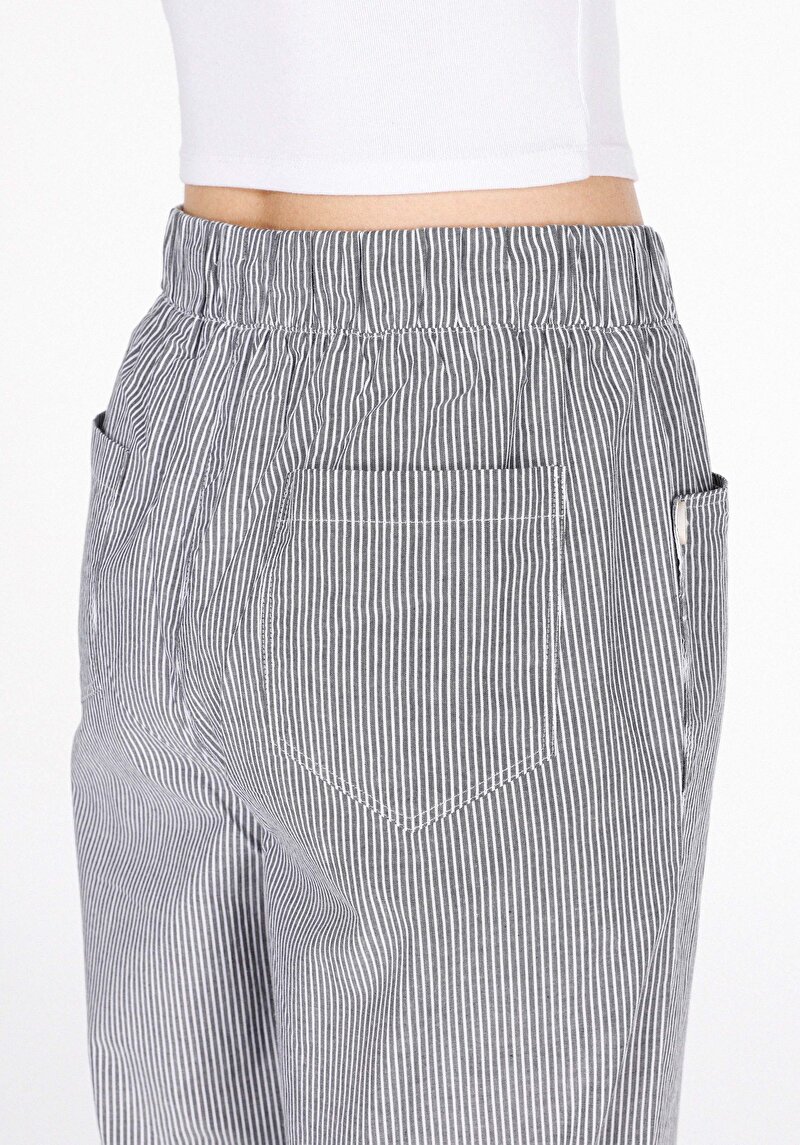 Straıght Fıt Yüksek Bel Geniş Paça Kadın Antrasit  Pantolon