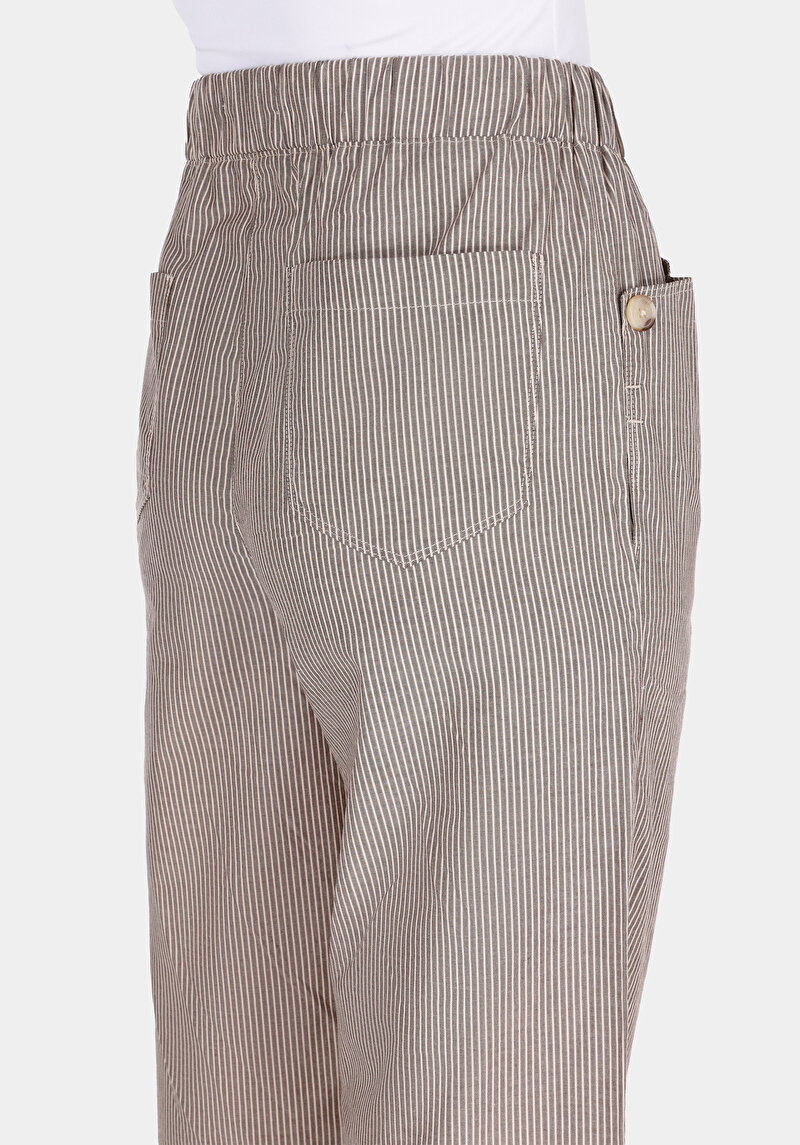 Straıght Fıt Yüksel Bel Geniş Paça Kadın Kahverengi  Pantolon