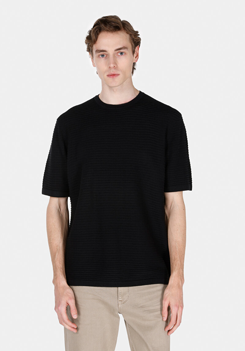 Comfort Fit Erkek Siyah Kazak