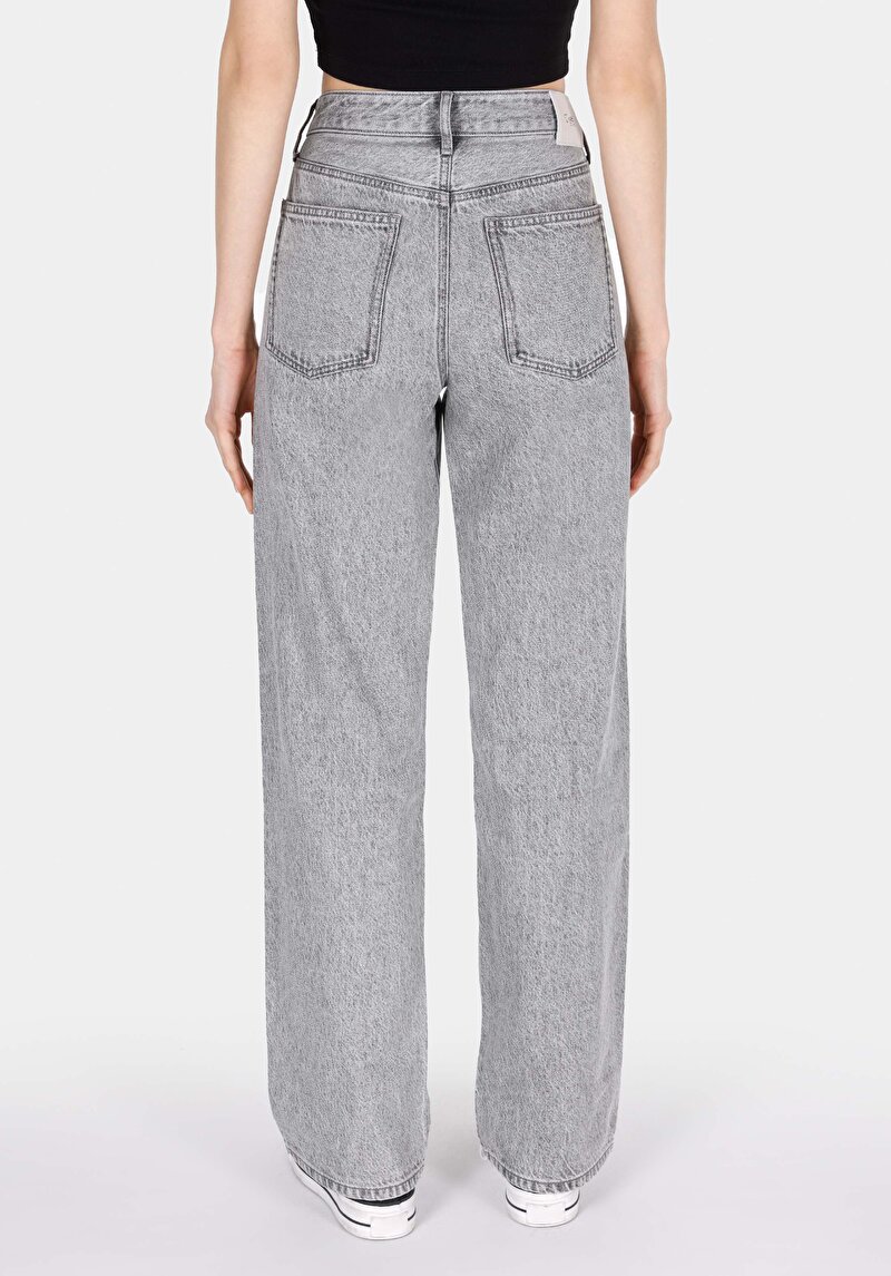 Straight Fit Orta Bel Tam Boy Paça Kadın Koyu İndigo Jean Pantolon