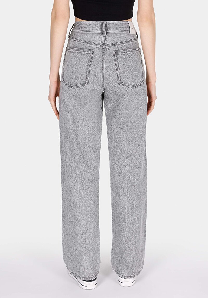 Straight Fit Orta Bel Tam Boy Paça Kadın Koyu İndigo Jean Pantolon