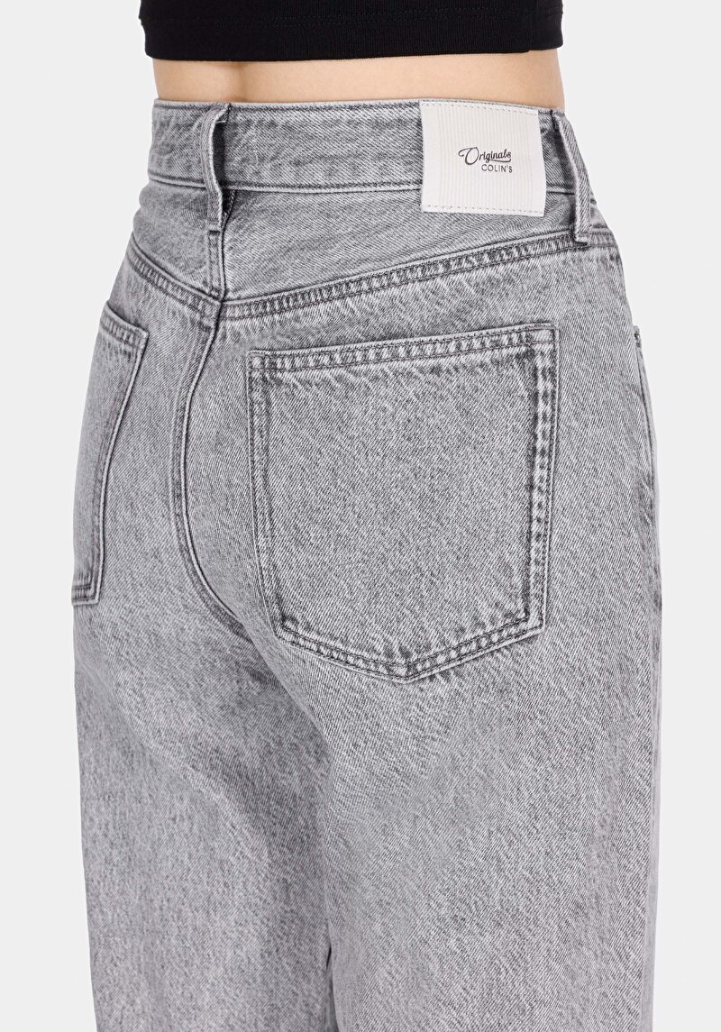 Straight Fit Orta Bel Tam Boy Paça Kadın Koyu İndigo Jean Pantolon
