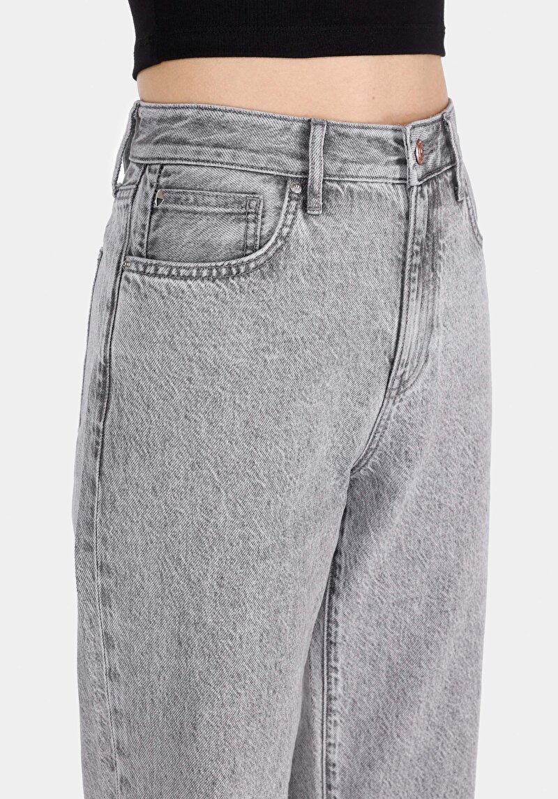 Straight Fit Orta Bel Tam Boy Paça Kadın Koyu İndigo Jean Pantolon