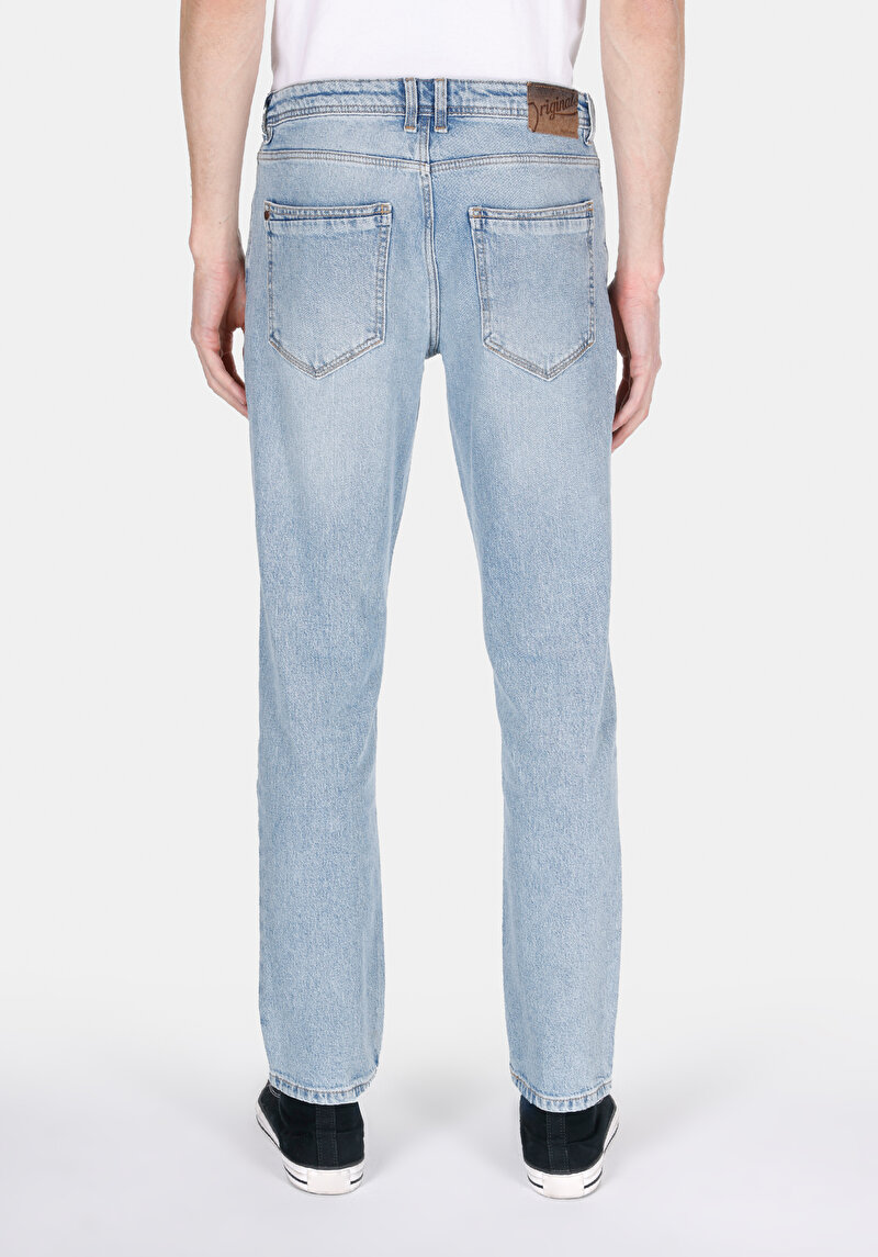 Straight Fit Düşük Bel Düz Paça Erkek İndigo Jean Pantolon