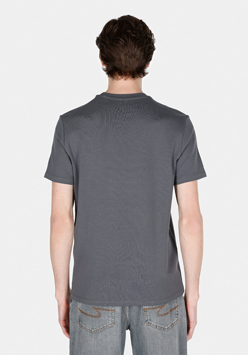 Regular Fit Yuvarlak Yaka Düz Erkek Antrasit Kısa Kol Tişört