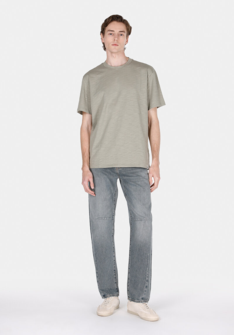 Comfort Fit Yuvarlak Yaka Düz Erkek Yeşil Kısa Kol Tişört